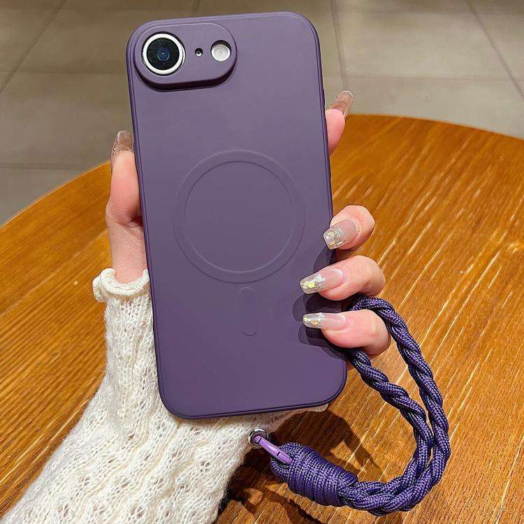 Solid Color Liquid Silicone Magnetic Phone Case with Lanyard, For iPhone 18 Pro, For iPhone 18 Pr...