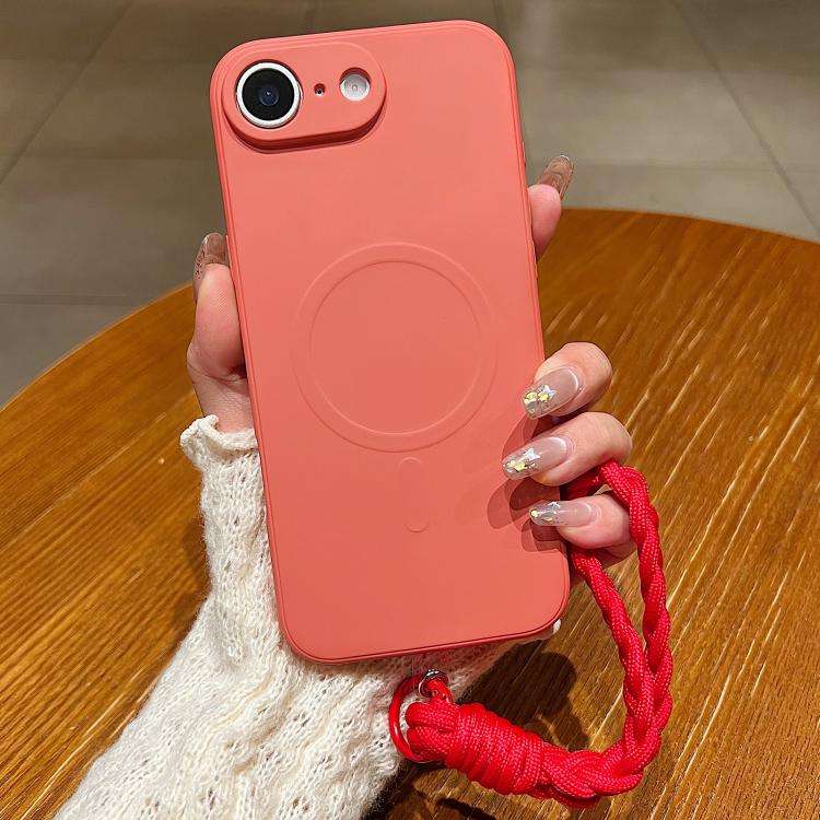 Solid Color Liquid Silicone Magnetic Phone Case with Lanyard, For iPhone 18 Pro, For iPhone 18 Pr...