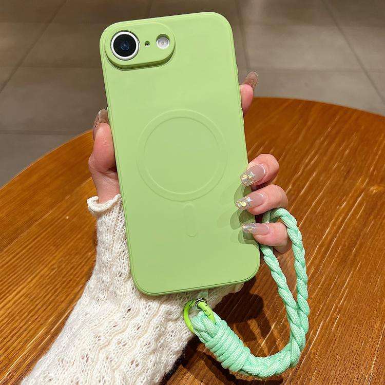 Solid Color Liquid Silicone Magnetic Phone Case with Lanyard, For iPhone 18 Pro, For iPhone 18 Pr...