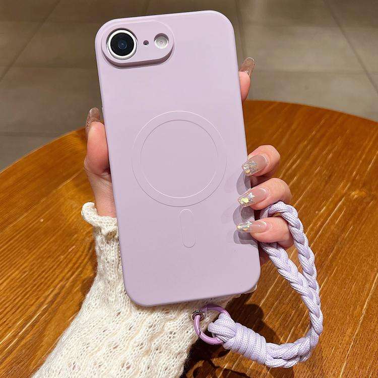 Solid Color Liquid Silicone Magnetic Phone Case with Lanyard, For iPhone 18 Pro, For iPhone 18 Pr...