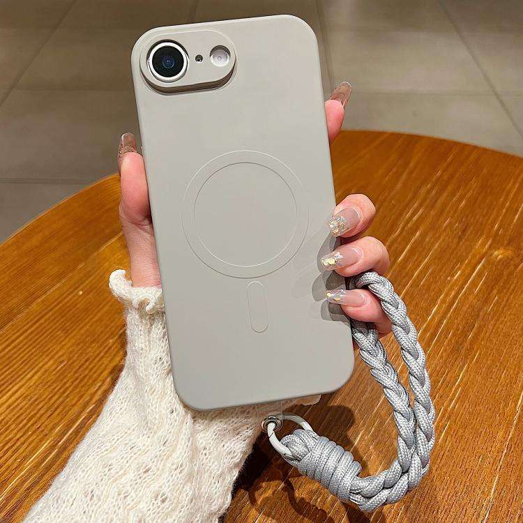Solid Color Liquid Silicone Magnetic Phone Case with Lanyard, For iPhone 18 Pro, For iPhone 18 Pr...