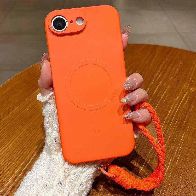 Solid Color Liquid Silicone Magnetic Phone Case with Lanyard, For iPhone 18 Pro, For iPhone 18 Pr...