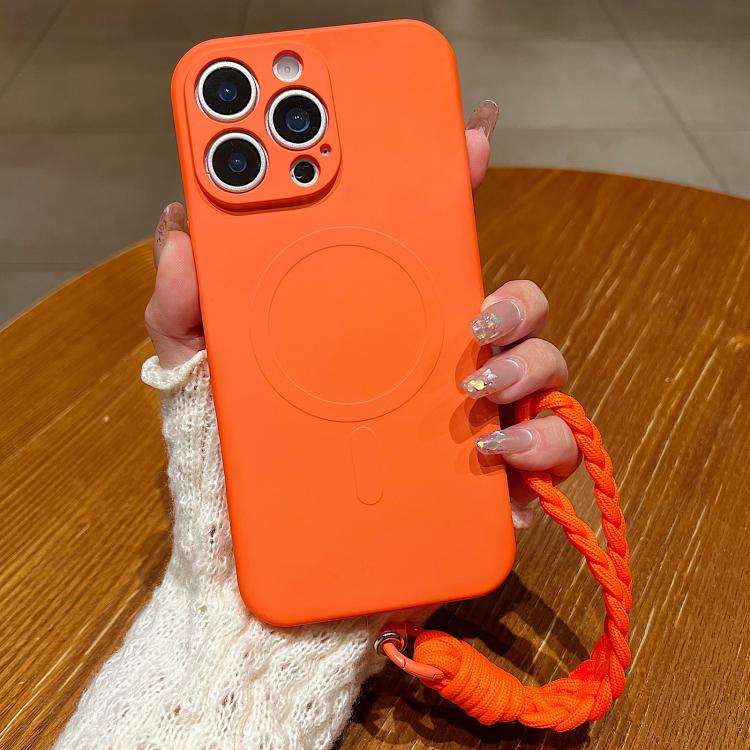 Solid Color Liquid Silicone Magnetic Phone Case with Lanyard, For iPhone Air, For iPhone 16 Pro M...