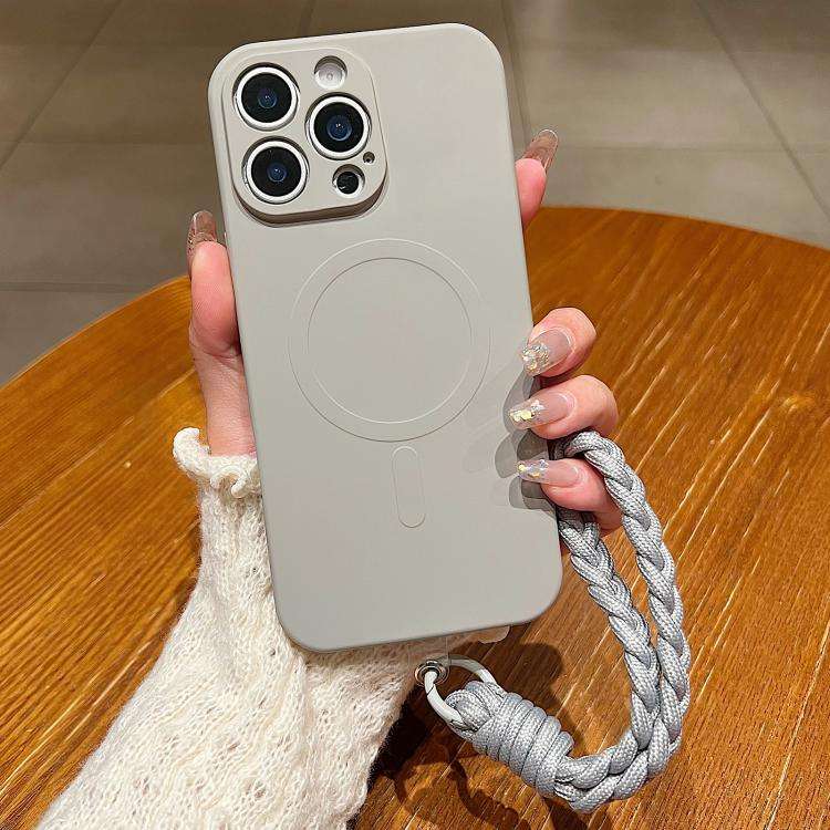 Solid Color Liquid Silicone Magnetic Phone Case with Lanyard, For iPhone 16, For iPhone 15 Pro Ma...