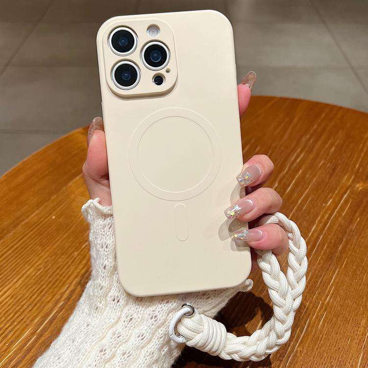 Solid Color Liquid Silicone Magnetic Phone Case with Lanyard, For iPhone 14 Pro Max, For iPhone 1...