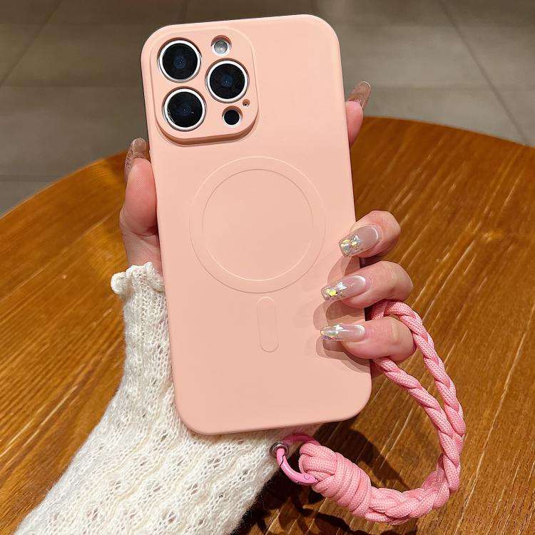 Solid Color Liquid Silicone Magnetic Phone Case with Lanyard, For iPhone 14 Pro Max, For iPhone 1...
