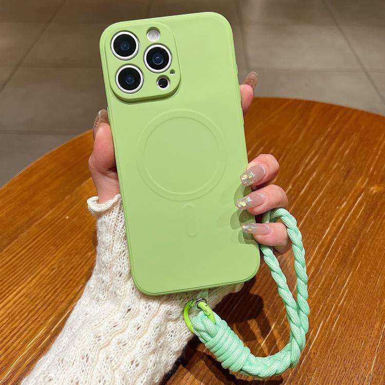 Solid Color Liquid Silicone Magnetic Phone Case with Lanyard, For iPhone 14 Pro Max, For iPhone 1...