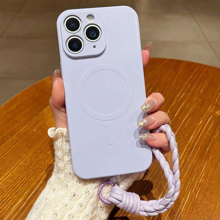 Solid Color Liquid Silicone Magnetic Phone Case with Lanyard, For iPhone 12 Pro, For iPhone 11 Pr...