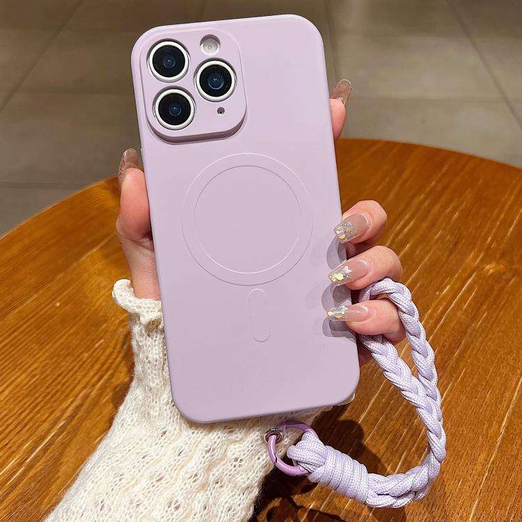 Solid Color Liquid Silicone Magnetic Phone Case with Lanyard, For iPhone 12 Pro, For iPhone 11 Pr...