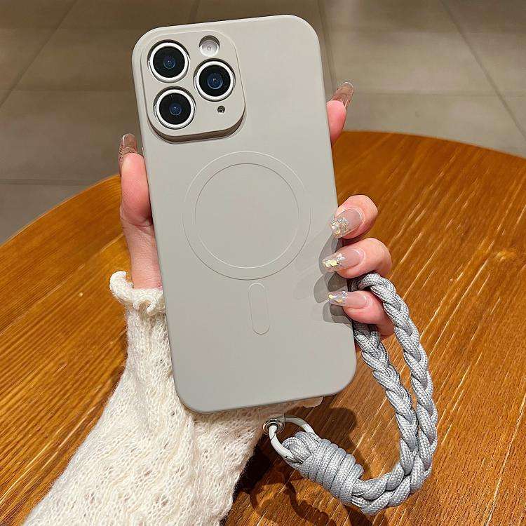 Solid Color Liquid Silicone Magnetic Phone Case with Lanyard, For iPhone 12 Pro, For iPhone 11 Pr...