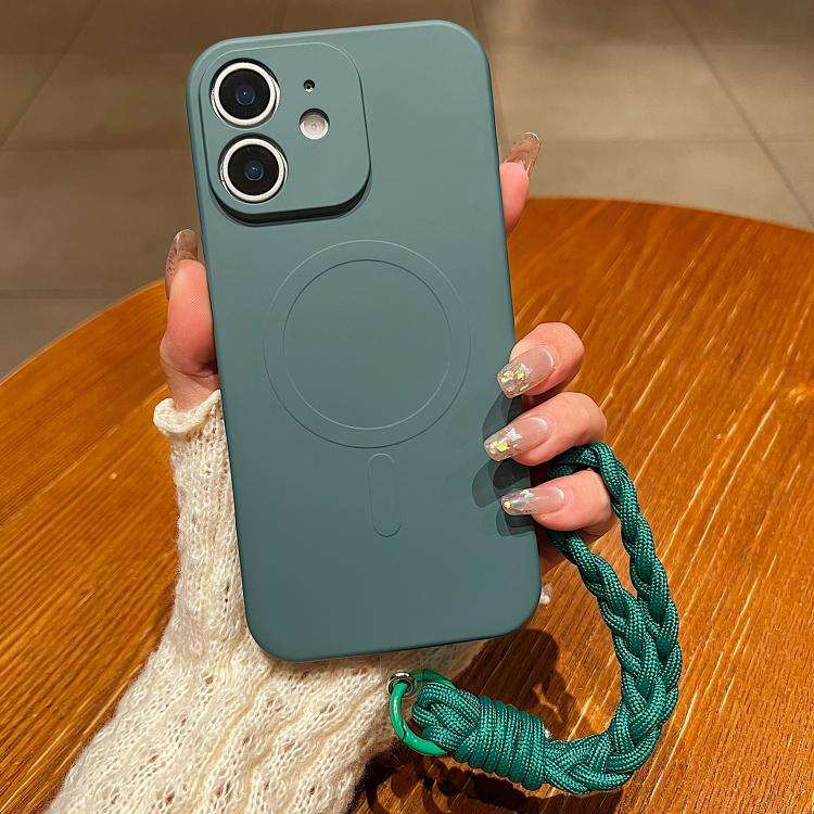 Solid Color Liquid Silicone Magnetic Phone Case with Lanyard, For iPhone 12 Pro, For iPhone 11 Pr...