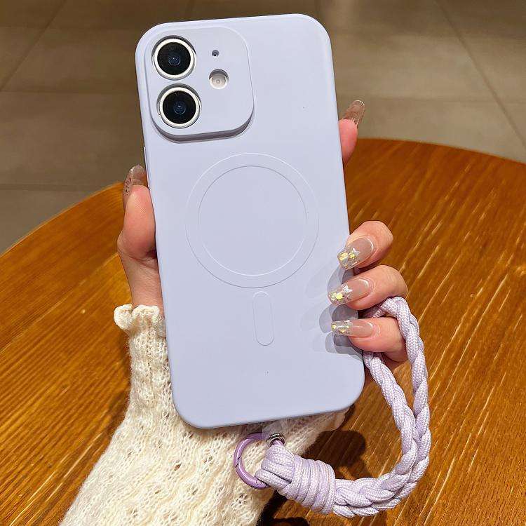 Solid Color Liquid Silicone Magnetic Phone Case with Lanyard, For iPhone 12 Pro, For iPhone 11 Pr...
