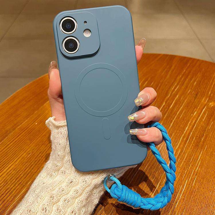 Solid Color Liquid Silicone Magnetic Phone Case with Lanyard, For iPhone 12 Pro, For iPhone 11 Pr...