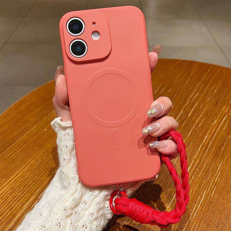 Solid Color Liquid Silicone Magnetic Phone Case with Lanyard, For iPhone 12 Pro, For iPhone 11 Pr...