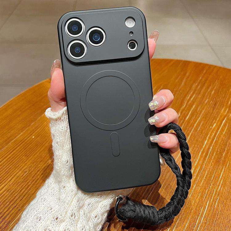 Solid Color Liquid Silicone Magnetic Phone Case with Lanyard, For iPhone 18 Pro, For iPhone 18 Pr...
