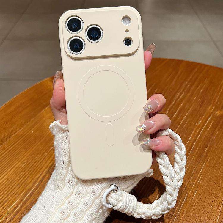 Solid Color Liquid Silicone Magnetic Phone Case with Lanyard, For iPhone 18 Pro, For iPhone 18 Pr...