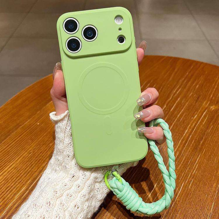 Solid Color Liquid Silicone Magnetic Phone Case with Lanyard, For iPhone 18 Pro, For iPhone 18 Pr...