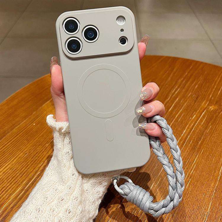 Solid Color Liquid Silicone Magnetic Phone Case with Lanyard, For iPhone 18 Pro, For iPhone 18 Pr...