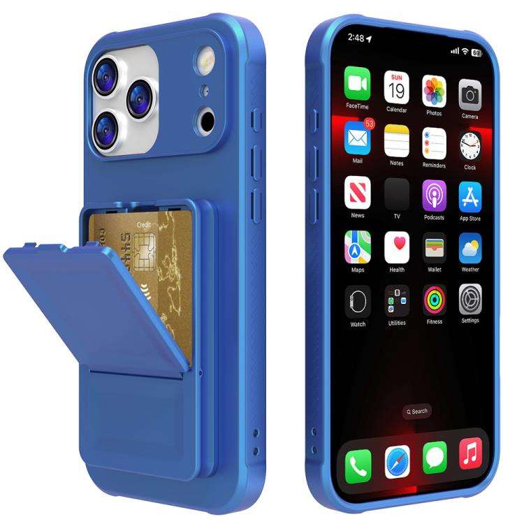 Skin Feel TPU Hidden Mirror Card Bag Phone Case with Stand, For iPhone 17 Pro Max, For iPhone 17 ...