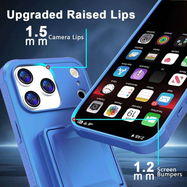 Skin Feel TPU Hidden Mirror Card Bag Phone Case with Stand, For iPhone 17 Pro Max, For iPhone 17 ...