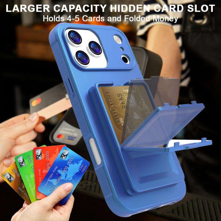 Skin Feel TPU Hidden Mirror Card Bag Phone Case with Stand, For iPhone 17 Pro Max, For iPhone 17 ...