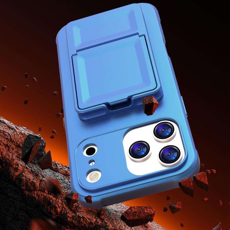 Skin Feel TPU Hidden Mirror Card Bag Phone Case with Stand, For iPhone 17 Pro Max, For iPhone 17 ...