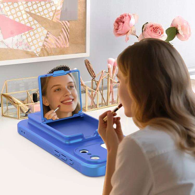 Skin Feel TPU Hidden Mirror Card Bag Phone Case with Stand, For iPhone 17 Pro Max, For iPhone 17 ...