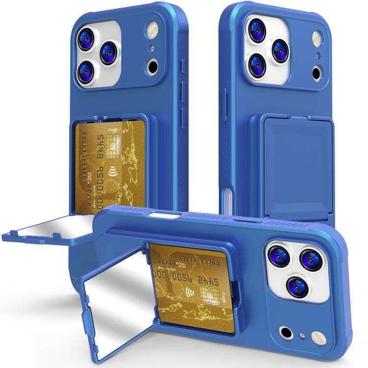 Skin Feel TPU Hidden Mirror Card Bag Phone Case with Stand, For iPhone 17 Pro Max, For iPhone 17 ...