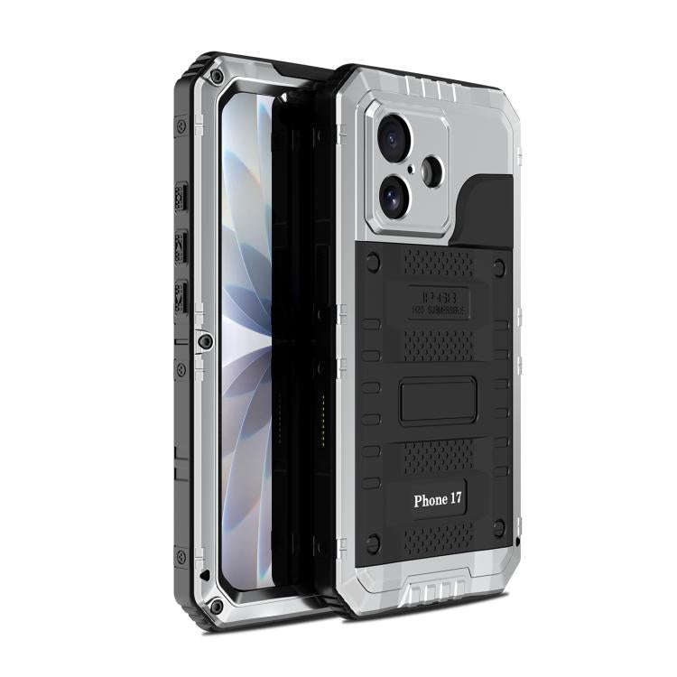 Four-proof Metal Hybrid Silicone Phone Case, For iPhone 17 Pro Max, For iPhone 17 Pro, For iPhone...
