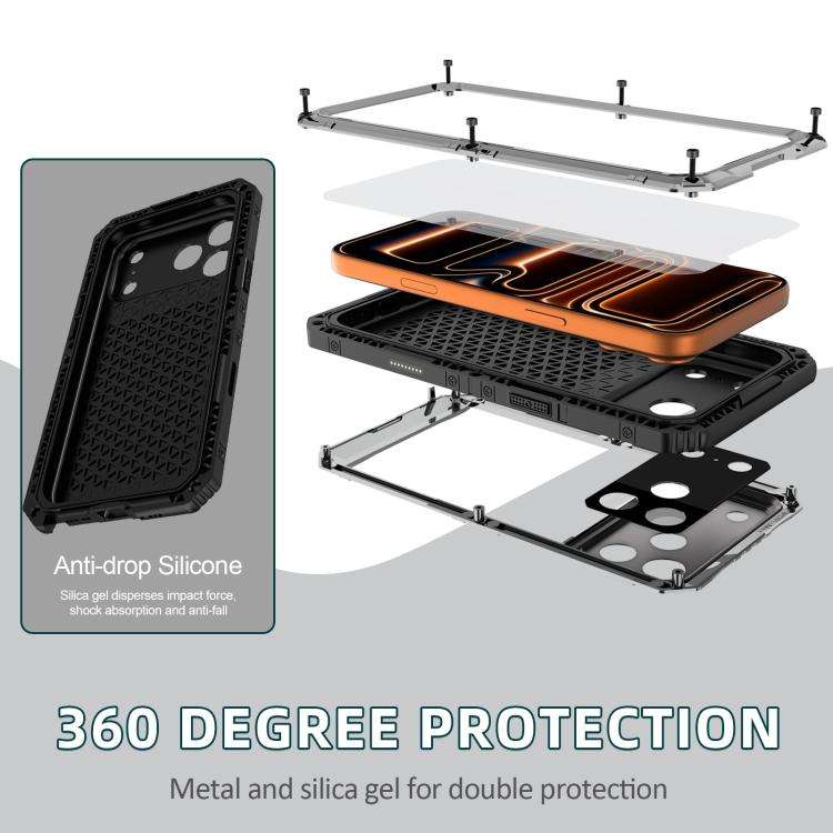 Four-proof Metal Hybrid Silicone Phone Case, For iPhone 17 Pro Max, For iPhone 17 Pro, For iPhone...