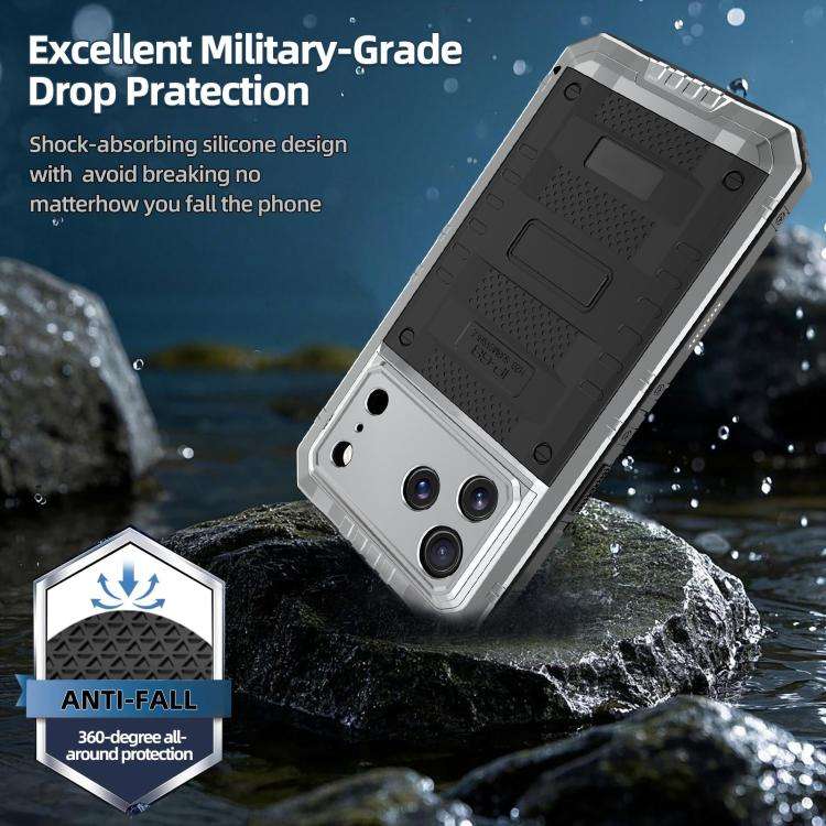 Four-proof Metal Hybrid Silicone Phone Case, For iPhone 17 Pro Max, For iPhone 17 Pro, For iPhone...