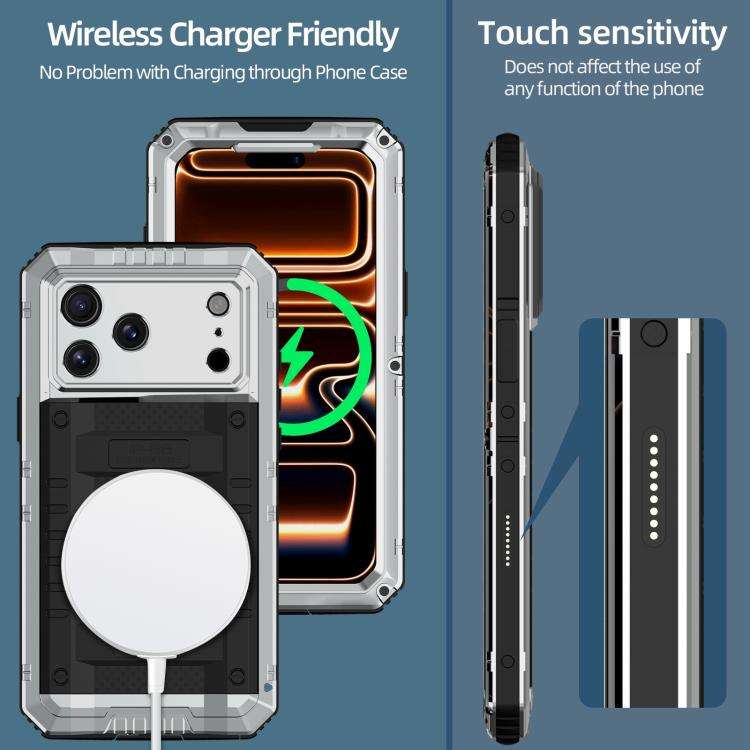 Four-proof Metal Hybrid Silicone Phone Case, For iPhone 17 Pro Max, For iPhone 17 Pro, For iPhone...
