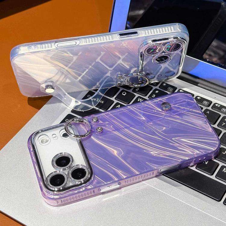 Plating Ripples Texture Wristband Holder TPU Phone Case with Lens Film, For iPhone 13