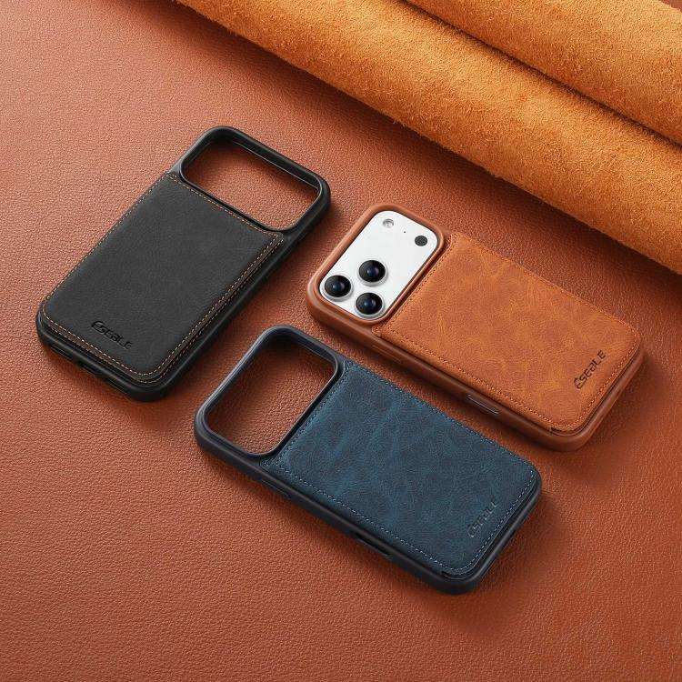 ESEBLE Retro Texture Double Buckle Card Slot Phone Case, For iPhone 18 Pro / 17 Pro, For iPhone 1...