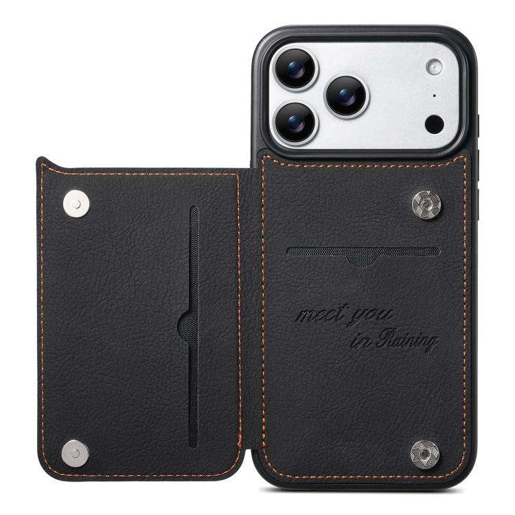 ESEBLE Retro Texture Double Buckle Card Slot Phone Case, For iPhone 18 Pro / 17 Pro, For iPhone 1...