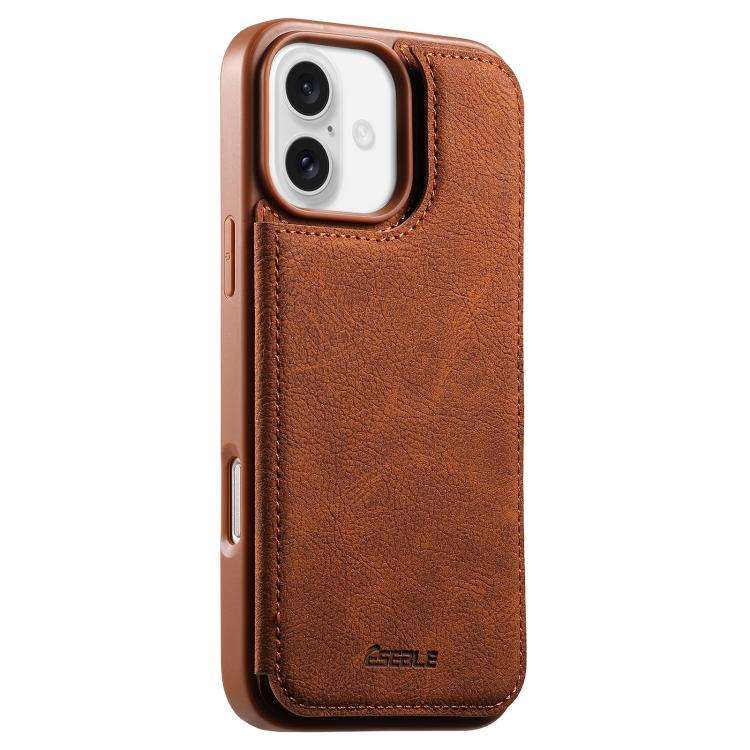 ESEBLE Retro Texture Double Buckle Card Slot Phone Case, For iPhone 18 Pro / 17 Pro, For iPhone 1...