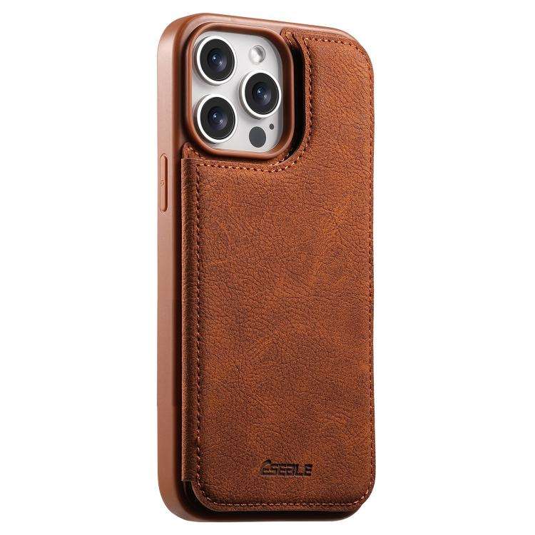 ESEBLE Retro Texture Double Buckle Card Slot Phone Case, For iPhone 18 Pro / 17 Pro, For iPhone 1...
