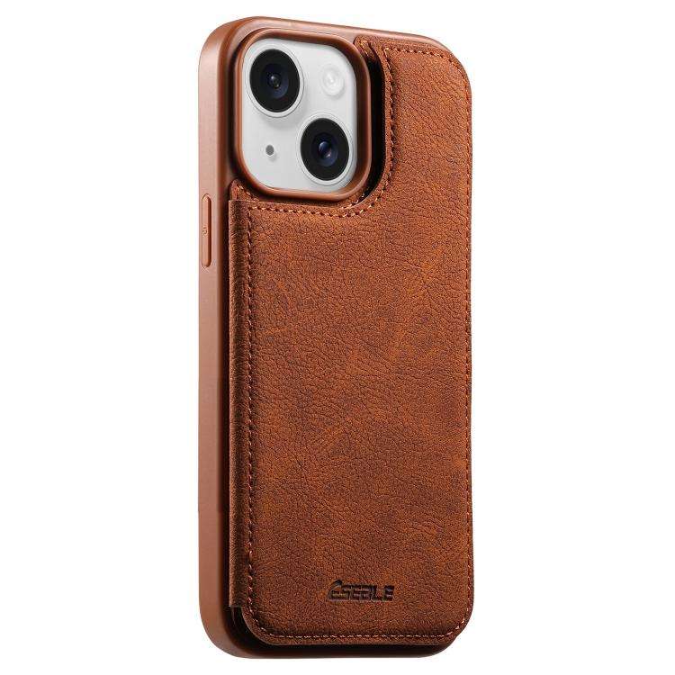 ESEBLE Retro Texture Double Buckle Card Slot Phone Case, For iPhone 18 Pro / 17 Pro, For iPhone 1...