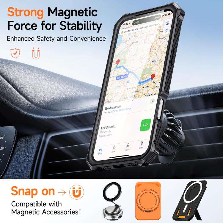 Hidden Metal Holder Magnetic Shockproof Phone Case, For iPhone 17 Pro Max, For iPhone 17 Pro, For...