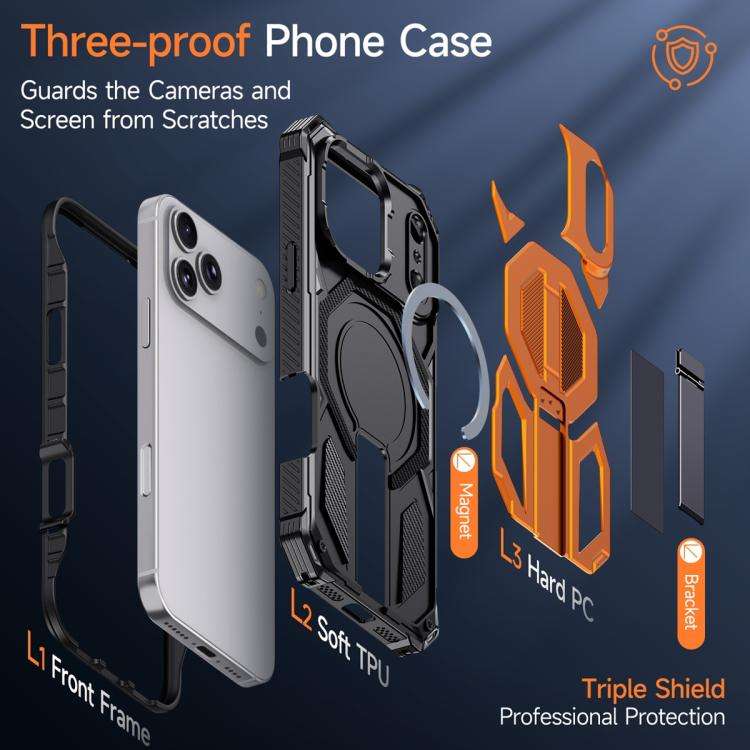 Hidden Metal Holder Magnetic Shockproof Phone Case, For iPhone 17 Pro Max, For iPhone 17 Pro, For...