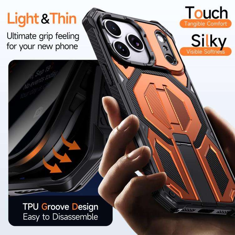 Hidden Metal Holder Magnetic Shockproof Phone Case, For iPhone 17 Pro Max, For iPhone 17 Pro, For...