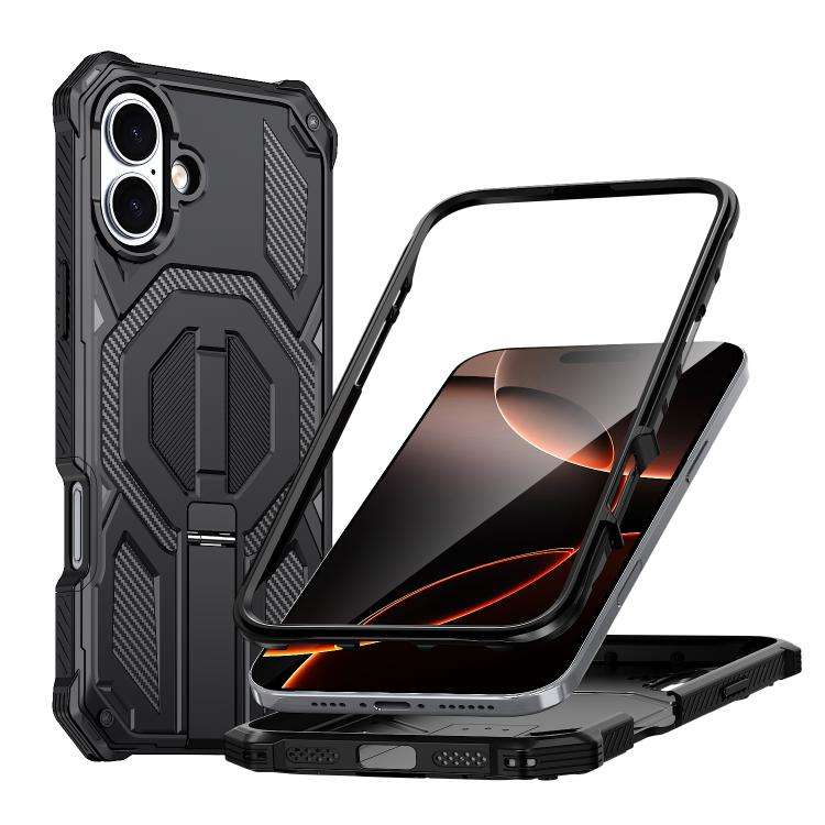 Hidden Metal Holder Magnetic Shockproof Phone Case, For iPhone 17 Pro Max, For iPhone 17 Pro, For...