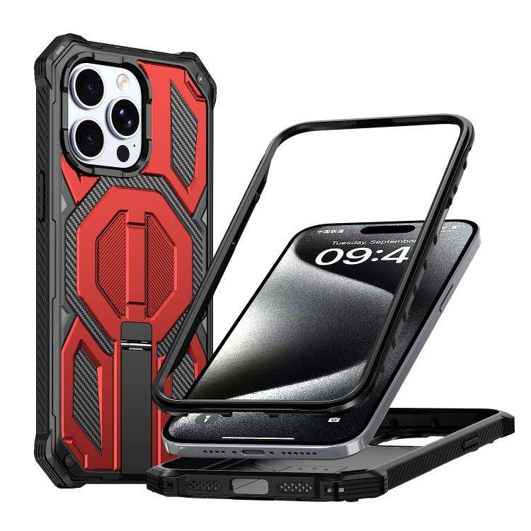 Hidden Metal Holder Magnetic Shockproof Phone Case, For iPhone 15 Pro Max, For iPhone 15 Pro, For...
