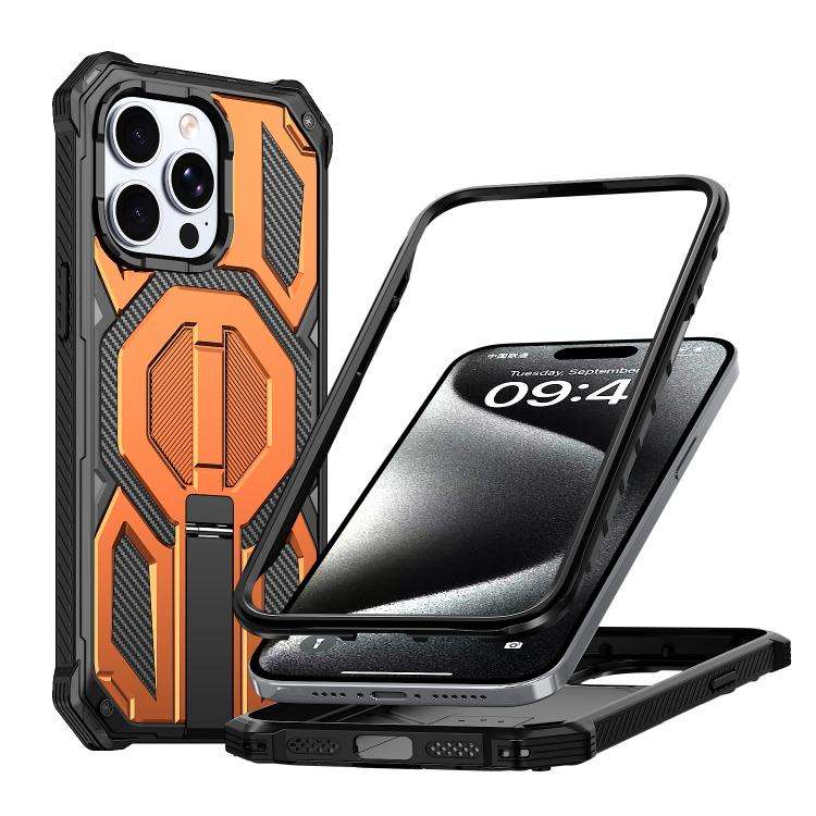 Hidden Metal Holder Magnetic Shockproof Phone Case, For iPhone 15 Pro Max, For iPhone 15 Pro, For...