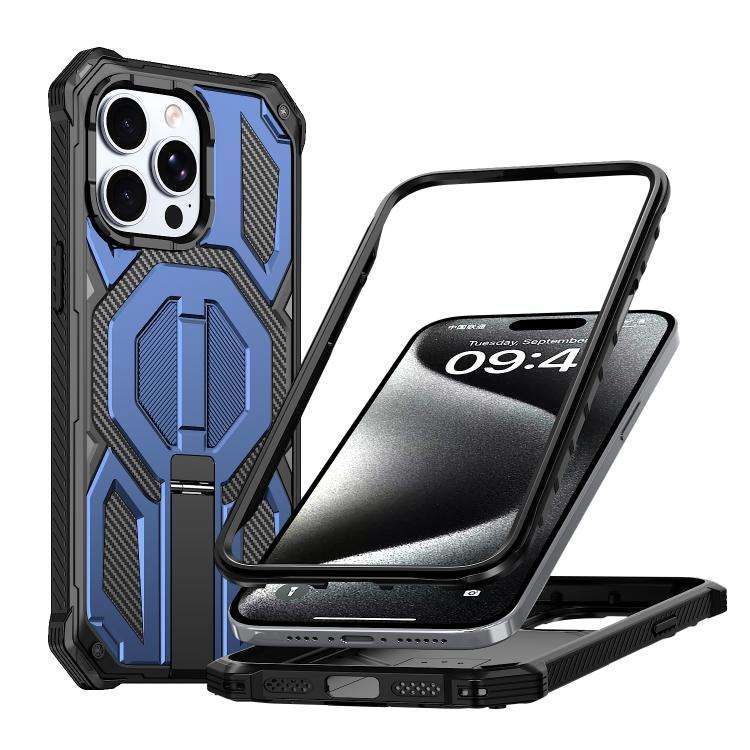 Hidden Metal Holder Magnetic Shockproof Phone Case, For iPhone 15 Pro Max, For iPhone 15 Pro, For...