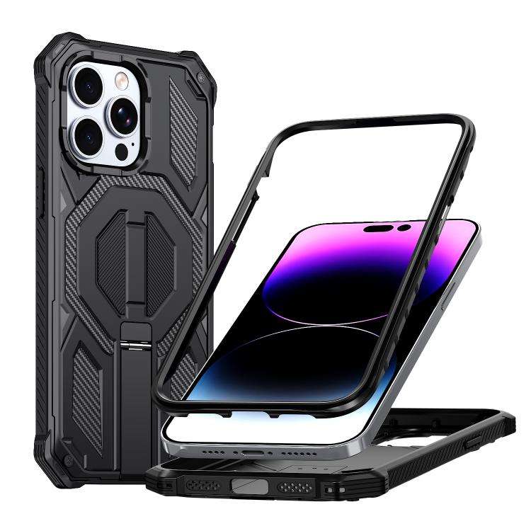 Hidden Metal Holder Magnetic Shockproof Phone Case, For iPhone 15 Pro Max, For iPhone 15 Pro, For...