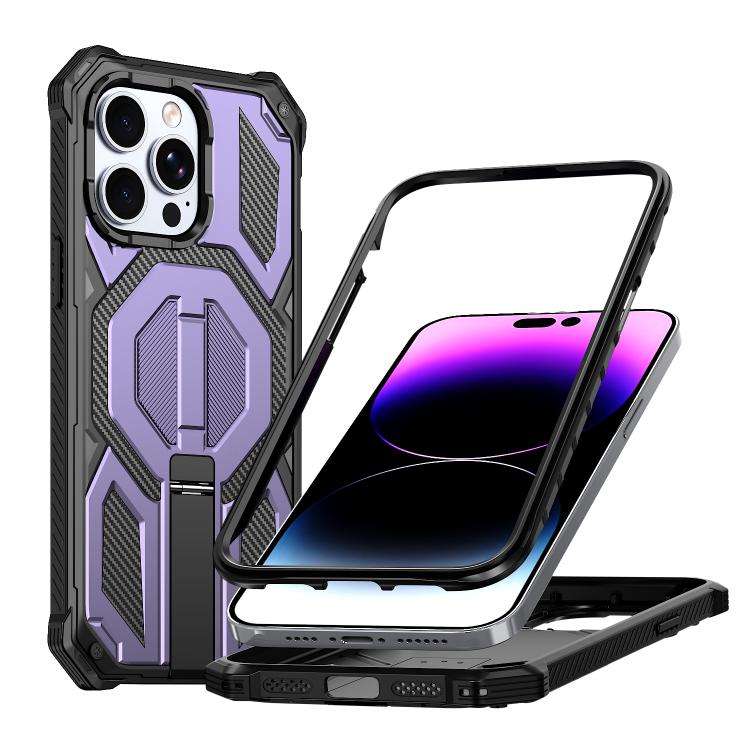 Hidden Metal Holder Magnetic Shockproof Phone Case, For iPhone 15 Pro Max, For iPhone 15 Pro, For...