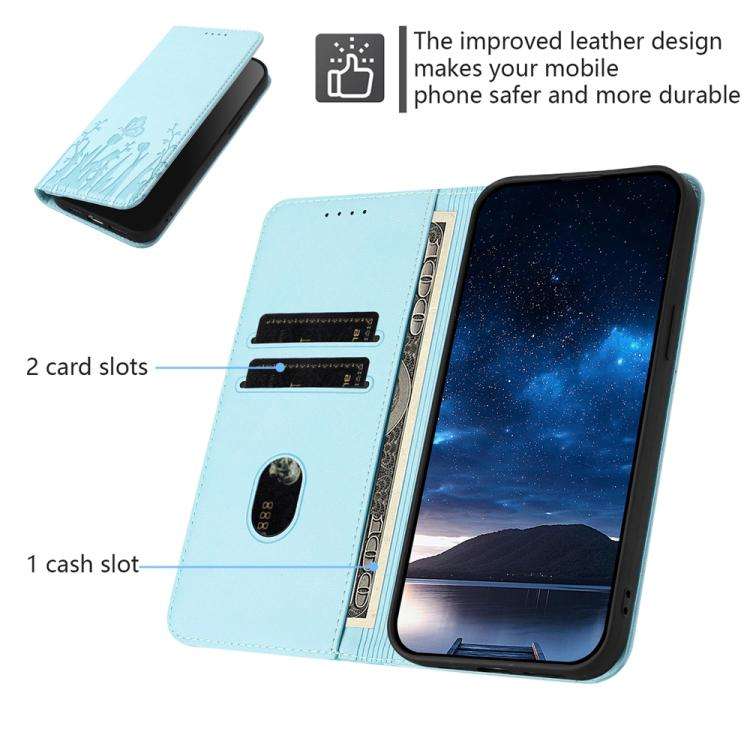 Tulips Butterfly Pattern Magnetic Vegan Leather Phone Case, For iPhone 18 Pro / 17 Pro, For iPhon...