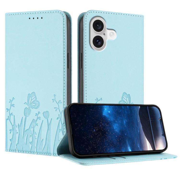 Tulips Butterfly Pattern Magnetic Vegan Leather Phone Case, For iPhone 18 Pro / 17 Pro, For iPhon...