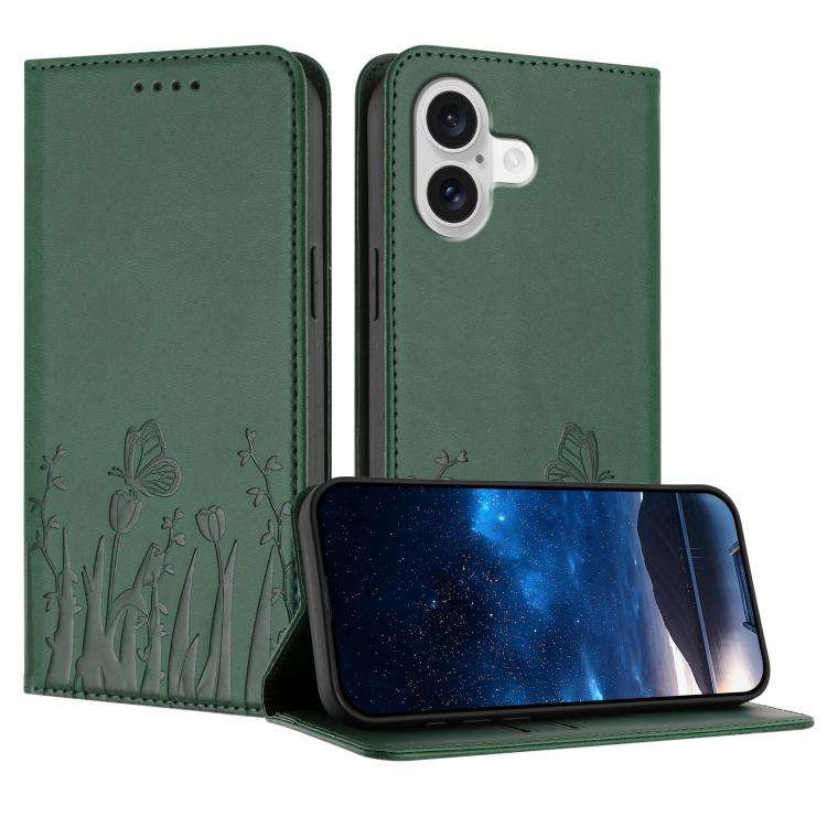 Tulips Butterfly Pattern Magnetic Vegan Leather Phone Case, For iPhone 18 Pro / 17 Pro, For iPhon...